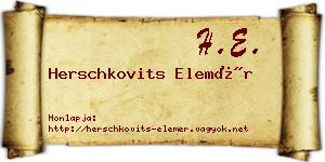 Herschkovits Elemér névjegykártya